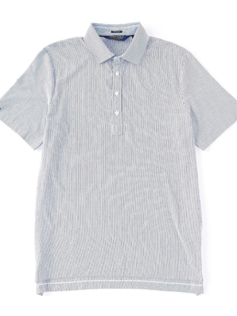 Polo Golf Ralph Lauren blue and white pinstripe stretch lisle polo shirt